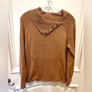 J. Jill Brown Cowl Neck Sweater with Button Accents